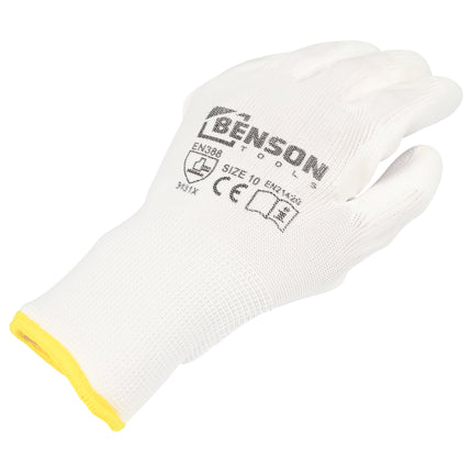 Werkhandschoenen PU palm wit maat 10