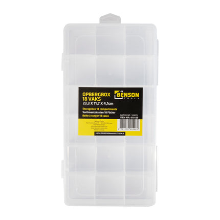 Opbergbox 18 vak 23,3 x 11,7 x 4,1 cm – Afmetingen 23,3 × 11,7 × 4,1 cm