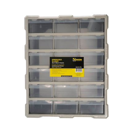Opbergbox 18 vak 38,1 x 46,5 x 15,8 cm – Afmetingen 38,1 × 46,5 × 15,8 cm
