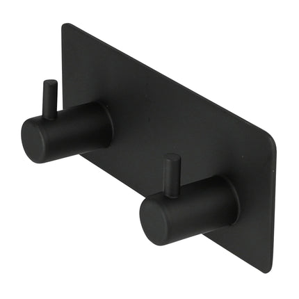 Haak dubbel metaal zelfklevend zwart – Afmetingen 11,5 x 4,5 x 3 cm, Kleur zwart