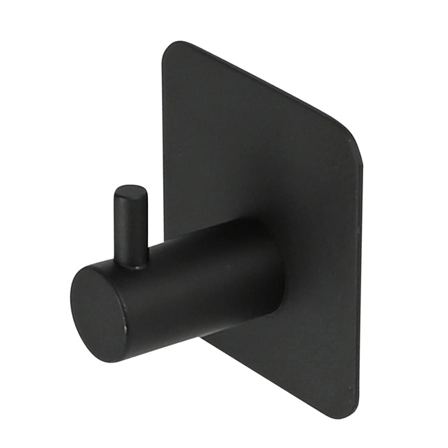 Haak metaal zelfklevend zwart – Afmetingen 4,5 x 4,5 x 3 cm, Kleur zwart, 3 cm