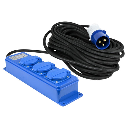 CEE Stekkerdoos 3-voudig IP44 20 mtr – Kabeltype H07RN-F 3G1.5 mm², 5 mm, 250V