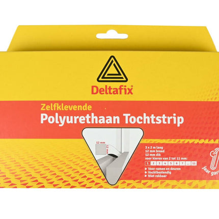 Tochtstrip Foam 12x12mm Wit, 3x2m, Voor Ramen & Deuren Afdichting