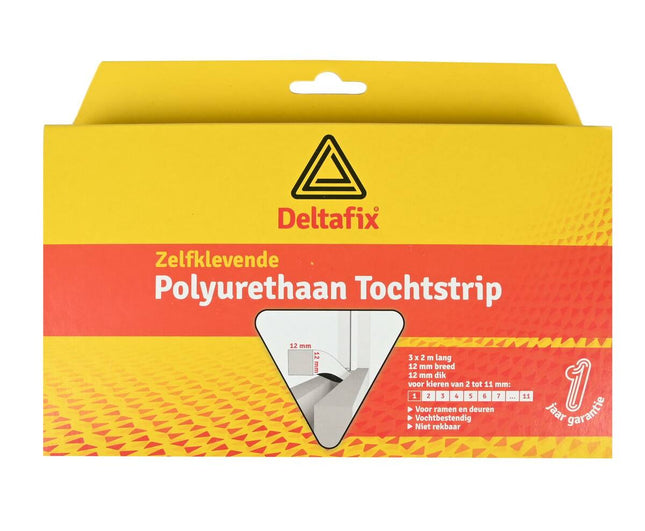 Tochtstrip Foam 12x12mm Wit, 3x2m, Voor Ramen & Deuren Afdichting