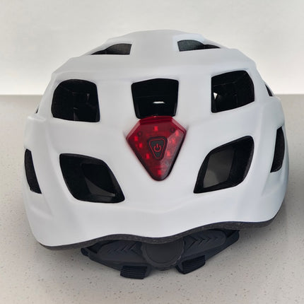 Fietshelm volwassenen met verlichting wit M – Maat M, Hoofdomtrek 54-58 CM, Kleur wit mat