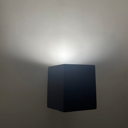 Wandlamp vierkant IP65 – Fitting GU10, Waterdicht IP65, Snoer lengte 30 cm, Kleur zwart